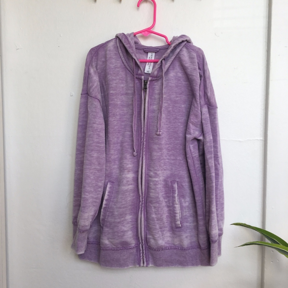 Pacsun check+stripe purple burnout hoodie
